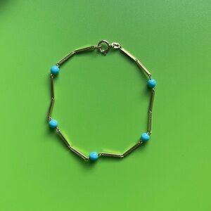 [Vintage] 14K Gold Turquoise Station Bracelet